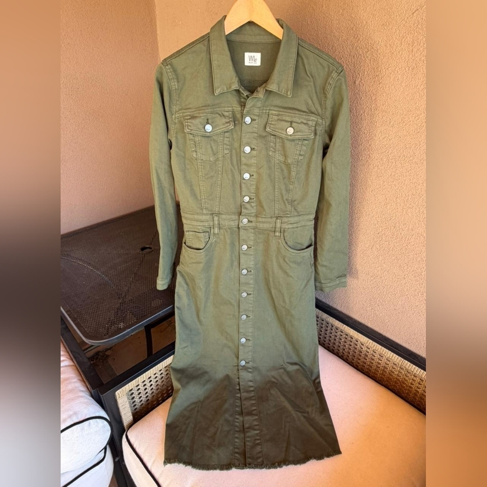 Like New Wash Lab Green Midi Shirt Dress